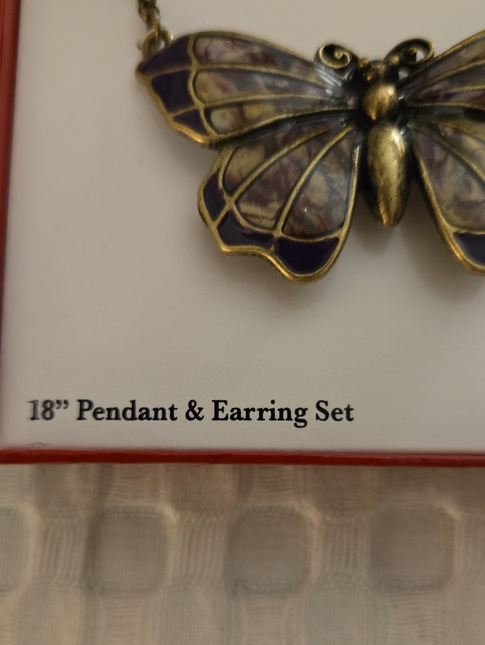 Butterfly Pendant & Earring Set - Purple and Gold - Picture 3 of 3